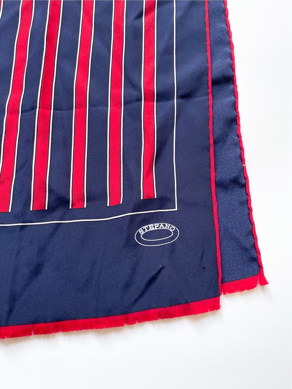Vintage Stefano Navy Blue and Red Oblong Silk Scarf